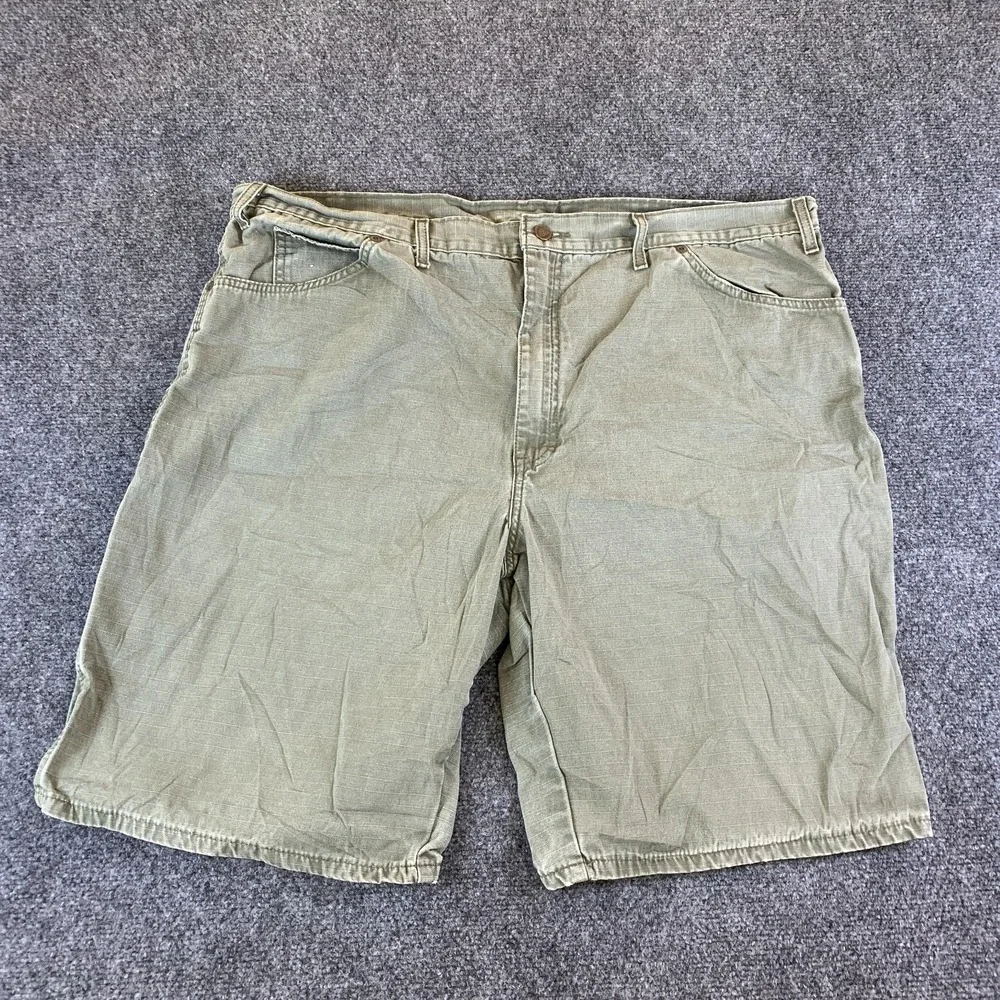 Dickies Carpenter Shorts Mens 44 Olive Green Ripstop Cotton Relaxed Fit Pockets